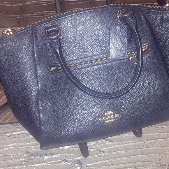 Coach Polished Black Leather  Elise Satchel with Gold Accents - Picture 11 of 16